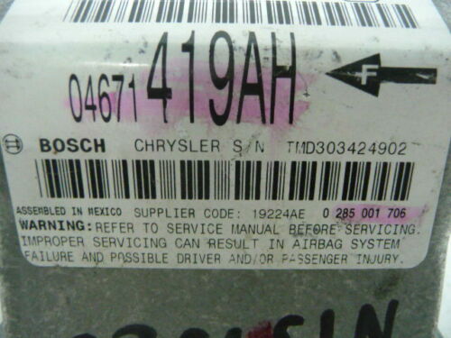 NY593-28 OEM WARRANTY 2005 CHRYSLER PT CRUISER AIR BAG CONTROL MODULE