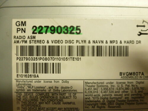 RD7-2 OEM FACTORY RADIO 08 09 10 11 CADILLAC CTS AM FM MP3 CD PLAYER RECEIVER