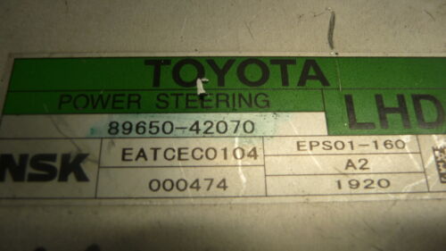 NY449-7 OEM WARRANTY 09-12 TOYOTA RAV4 POWER STEERING CONTROL COMPUTER MODULE