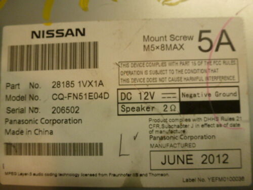 LR1-38 OEM WARRANTY 2011 NISSAN ROGUE RADIO AM FM STEREO RECEIVER