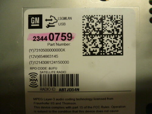 RD9-5 OEM FACTORY 2014 2015 GMC TERRAIN RADIO AM FM MP3 USB CD PLAYER RECEIVER